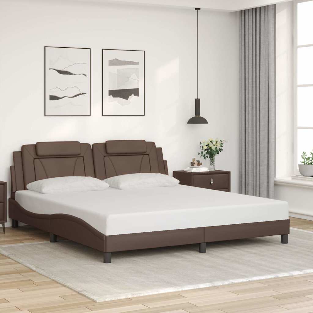 sengeramme uden madras Viana 180x200 cm kunstlæder brun