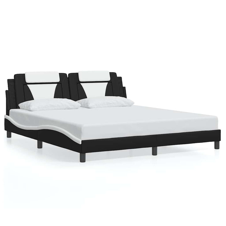 sengeramme uden madras Viana 180x200 cm kunstlæder sort og hvid