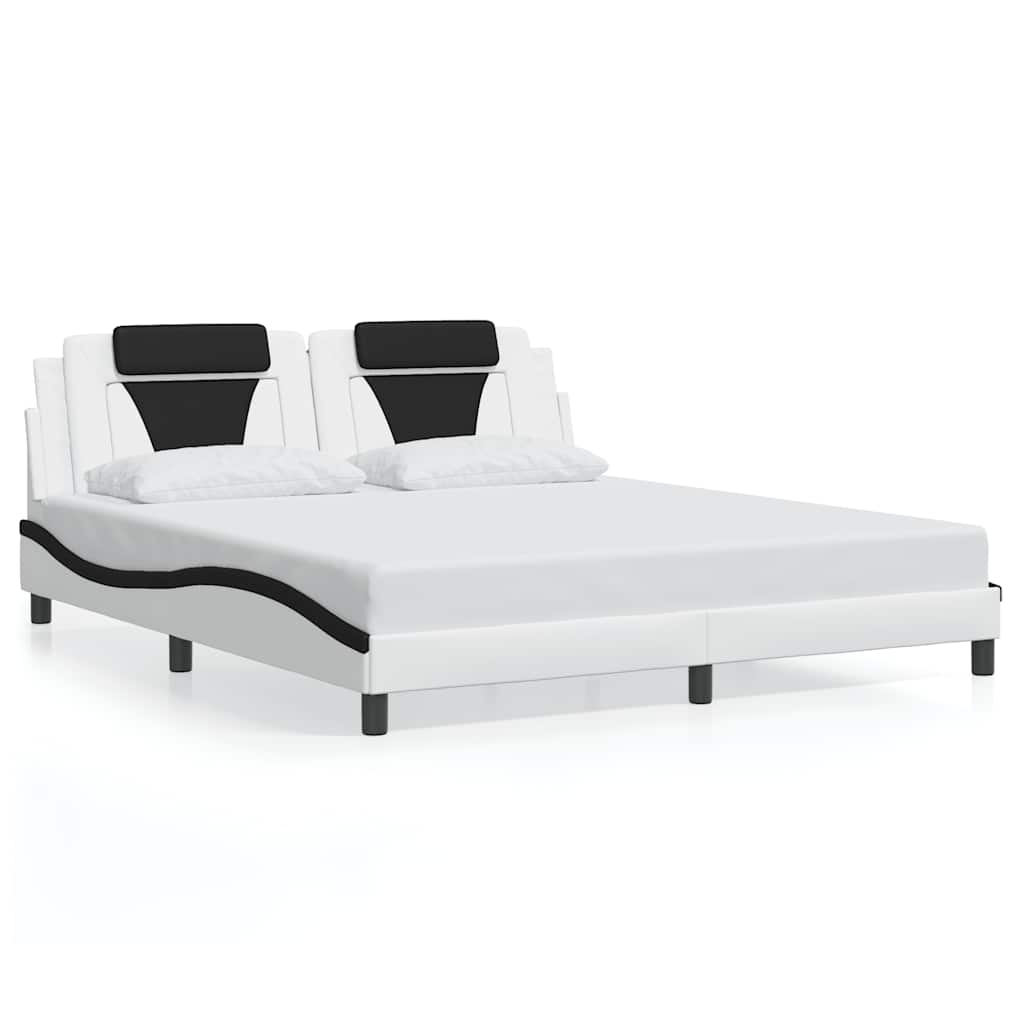 sengeramme uden madras Viana 180x200 cm kunstlæder hvid og sort