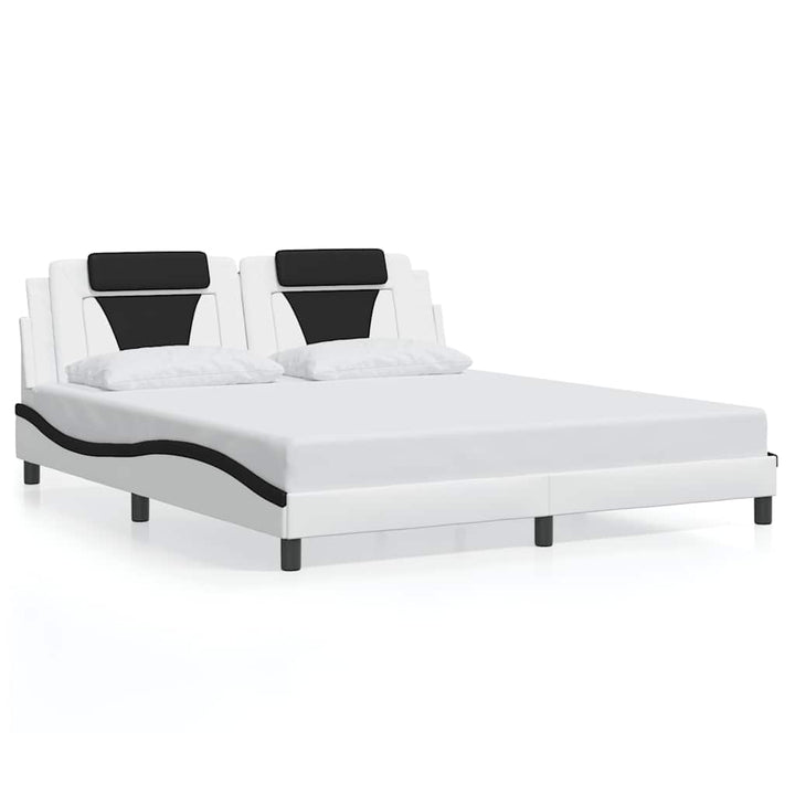 sengeramme uden madras Viana 180x200 cm kunstlæder hvid og sort