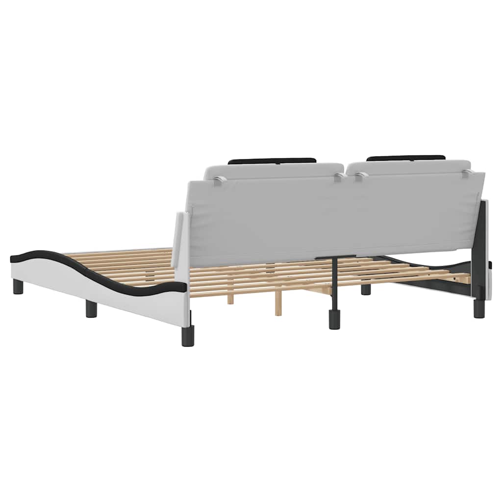 sengeramme uden madras Viana 180x200 cm kunstlæder hvid og sort