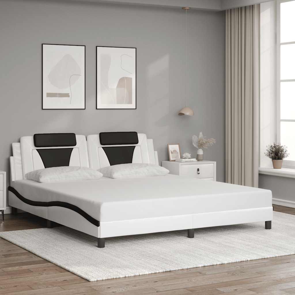 sengeramme uden madras Viana 180x200 cm kunstlæder hvid og sort