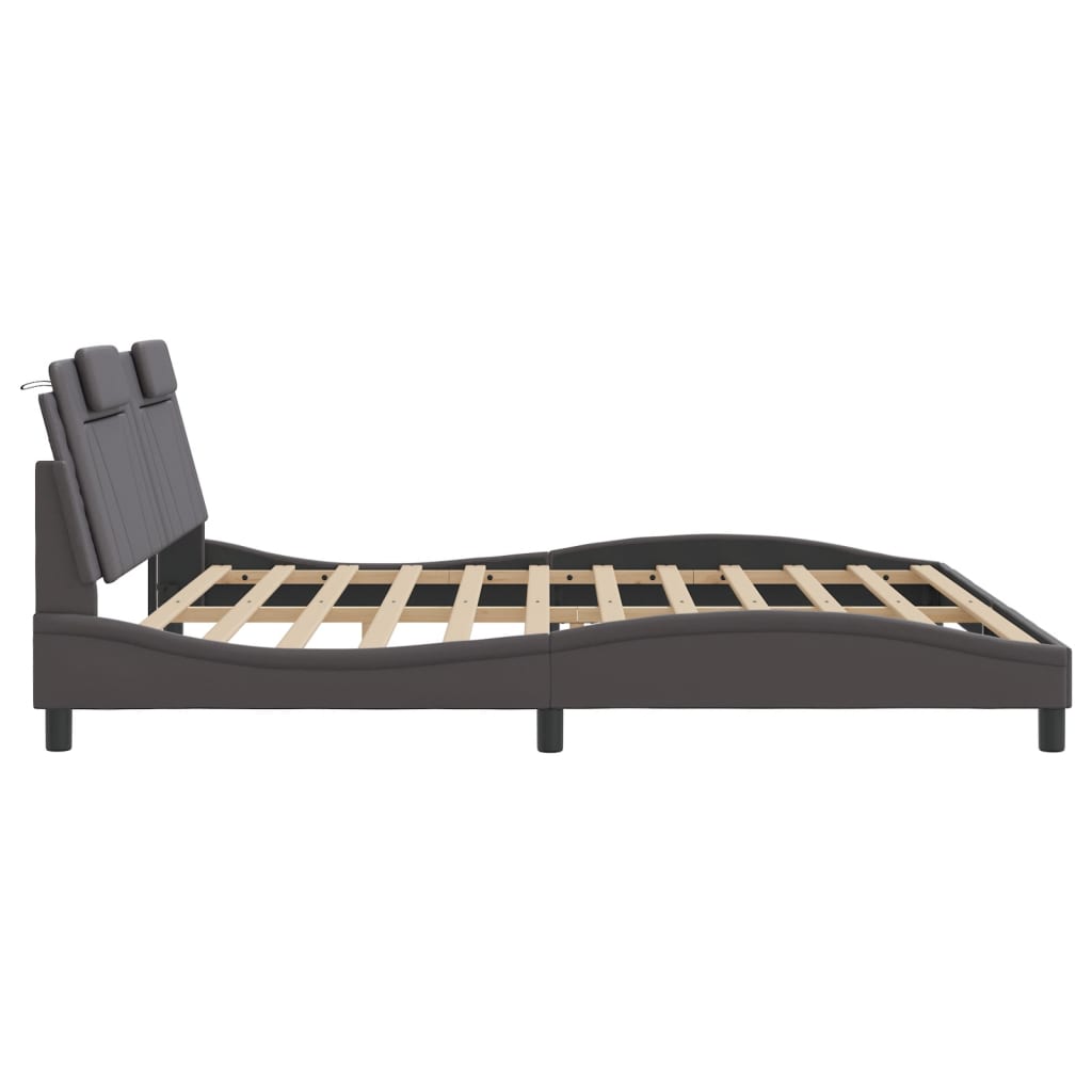 sengeramme uden madras Viana 200x200 cm kunstlæder grå