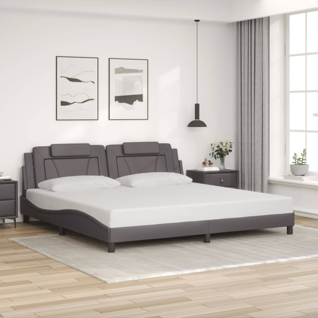 sengeramme uden madras Viana 200x200 cm kunstlæder grå