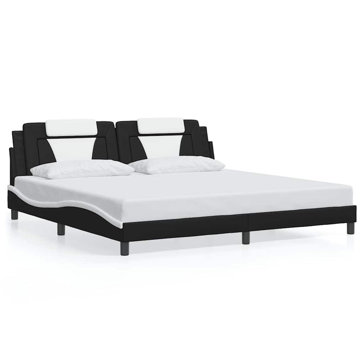 sengeramme uden madras Viana 200x200 cm kunstlæder sort og hvid