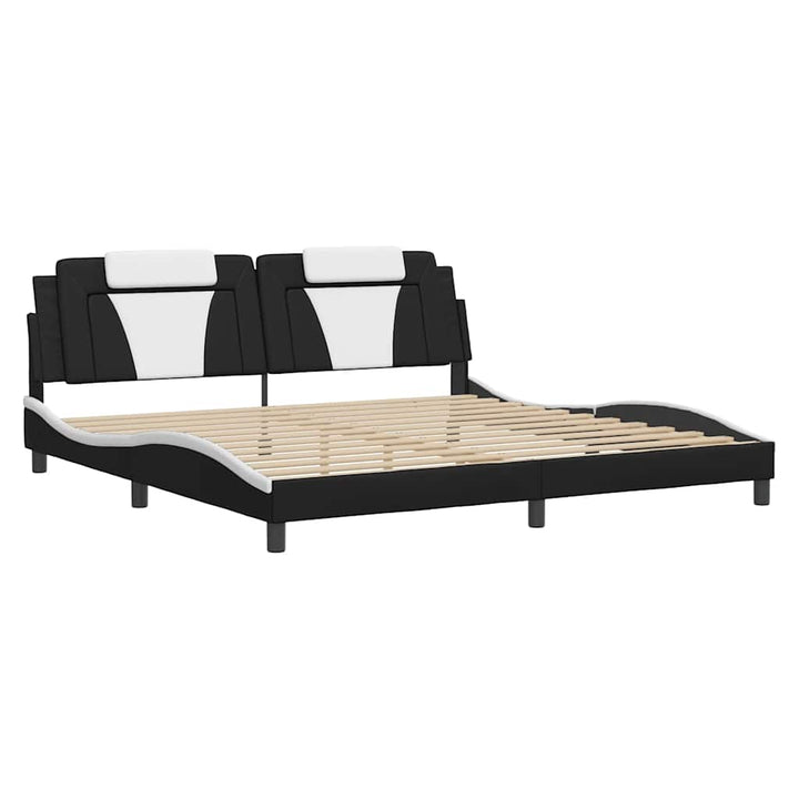 sengeramme uden madras Viana 200x200 cm kunstlæder sort og hvid