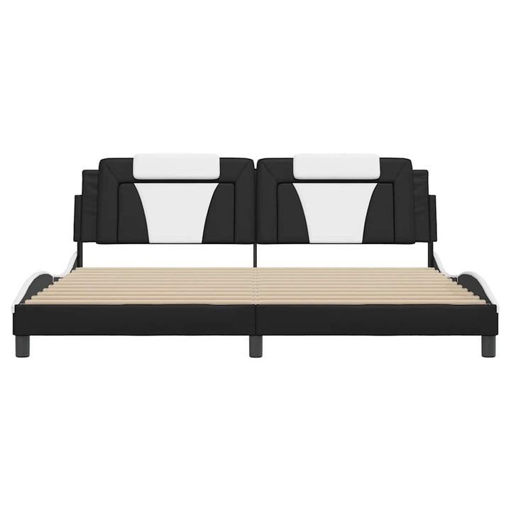 sengeramme uden madras Viana 200x200 cm kunstlæder sort og hvid
