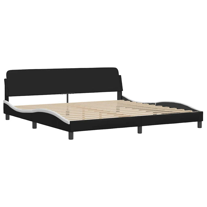 sengeramme uden madras Viana 200x200 cm kunstlæder sort og hvid