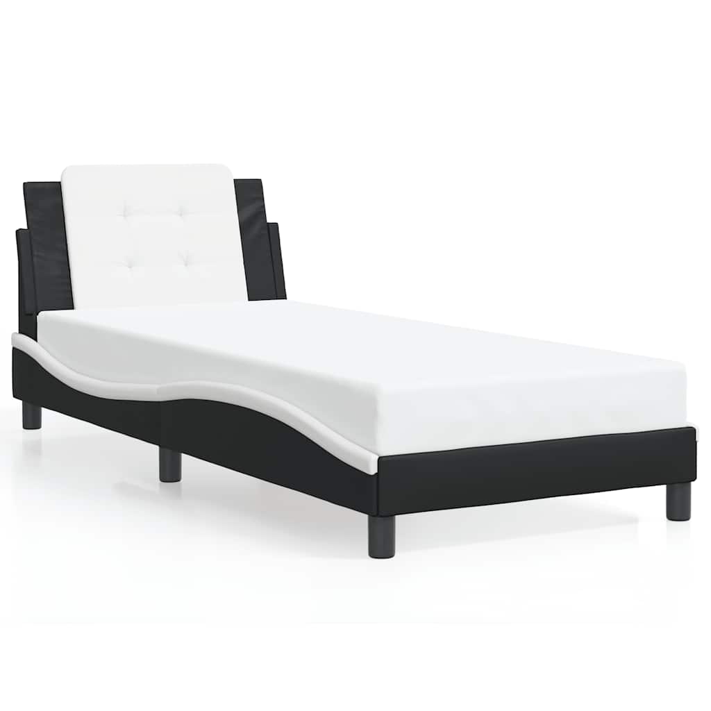 sengeramme uden madras Zadar 80x200 cm kunstlæder sort og hvid