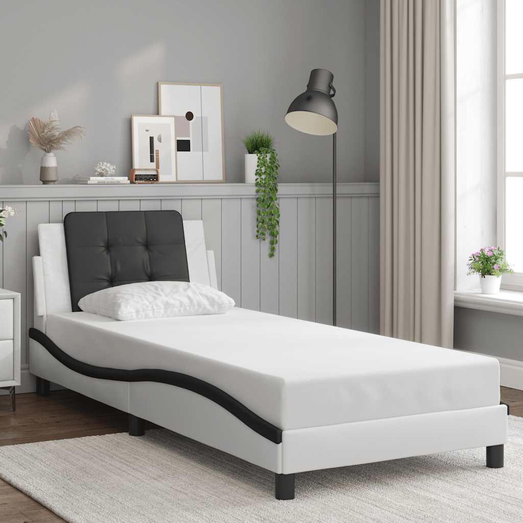sengeramme uden madras Zadar 80x200 cm kunstlæder hvid og sort