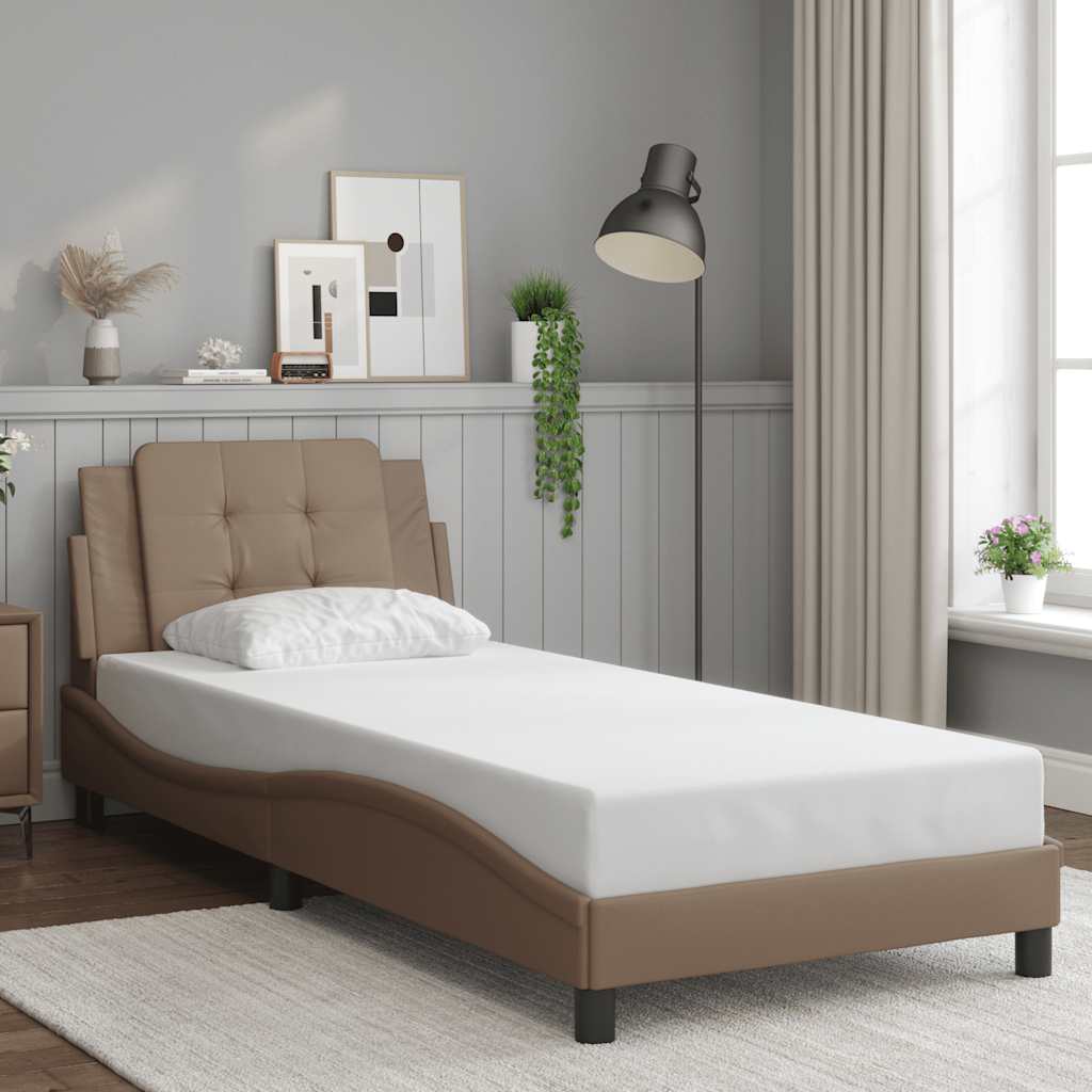 sengeramme uden madras Zadar 90x190 cm kunstlæder cappuccinofarvet