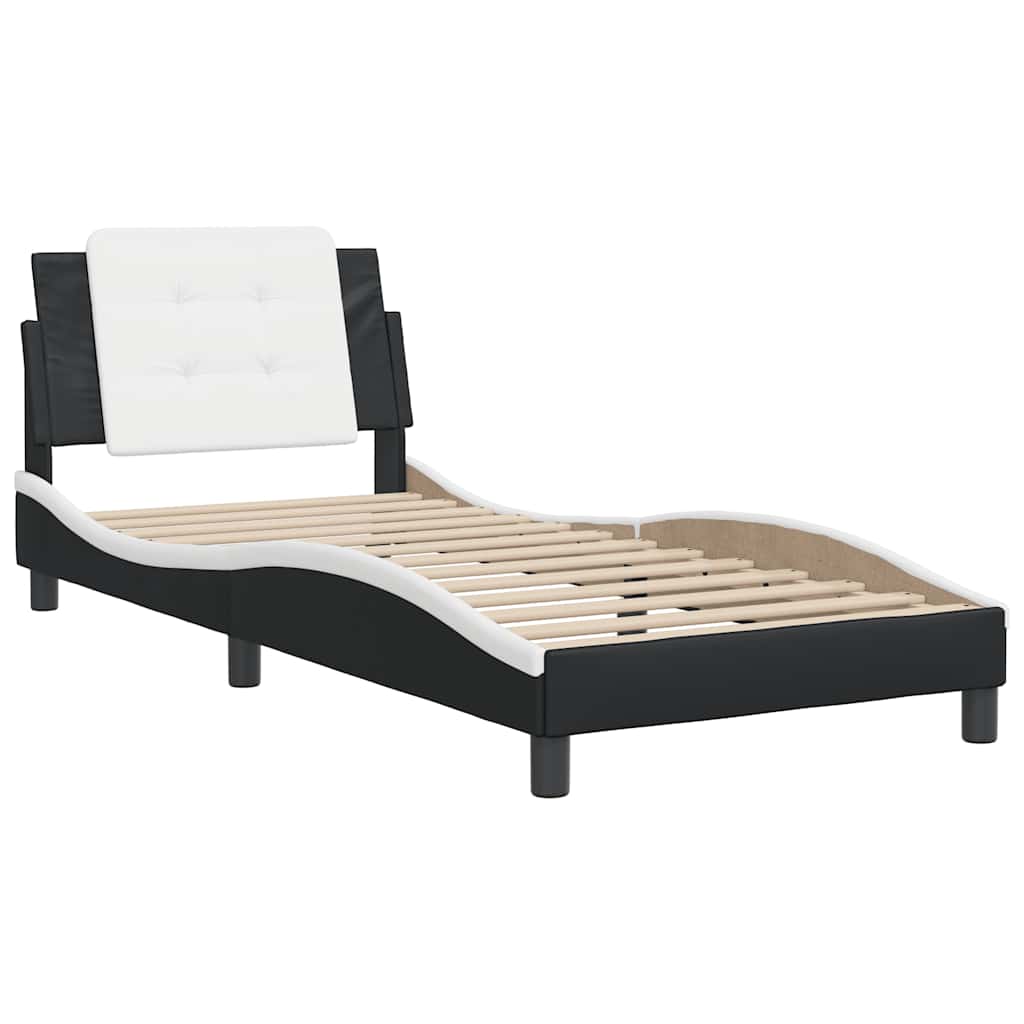sengeramme uden madras Zadar 90x190 cm kunstlæder sort og hvid