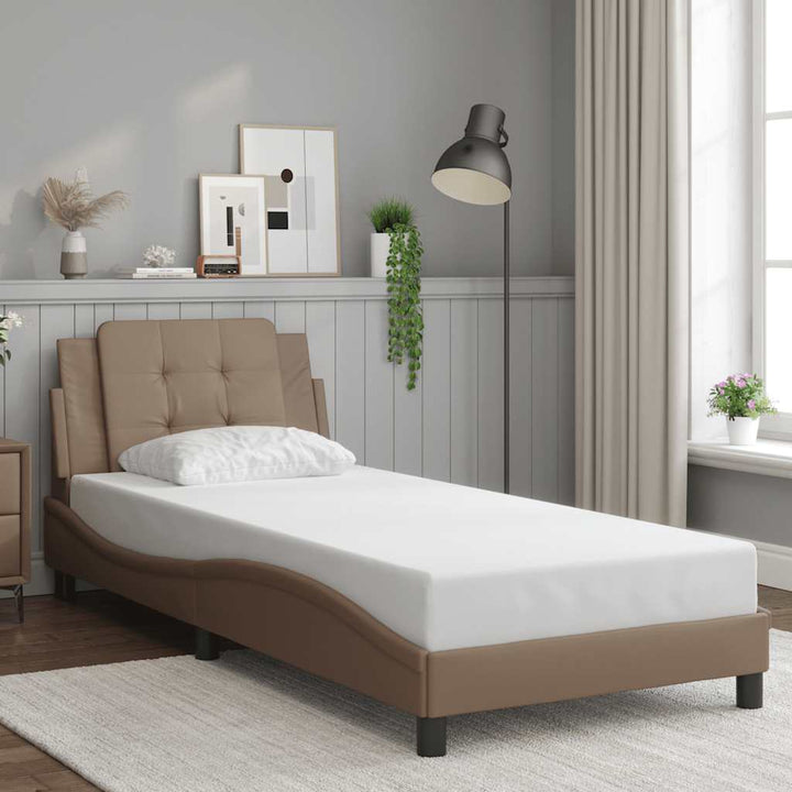 sengeramme uden madras Zadar 90x200 cm kunstlæder cappuccinofarvet
