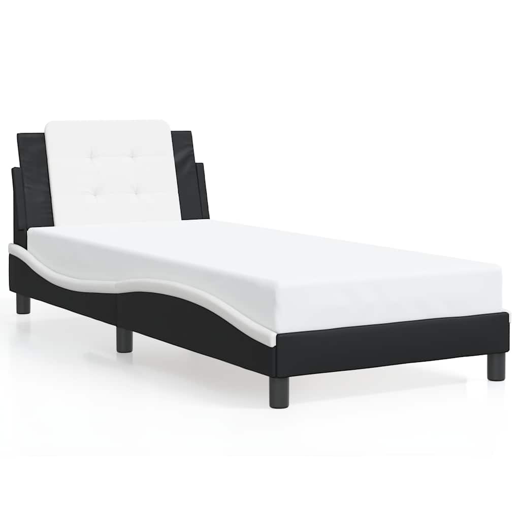 sengeramme uden madras Zadar 90x200 cm kunstlæder sort og hvid