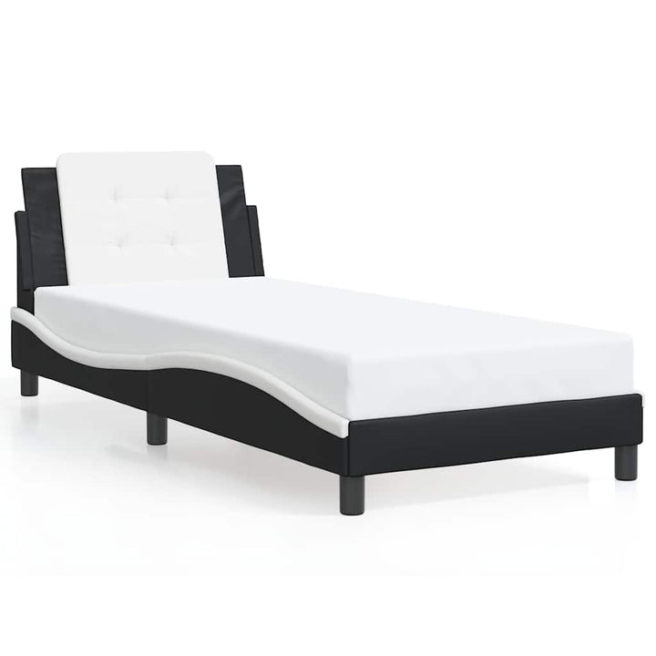 sengeramme uden madras Zadar 90x200 cm kunstlæder sort og hvid