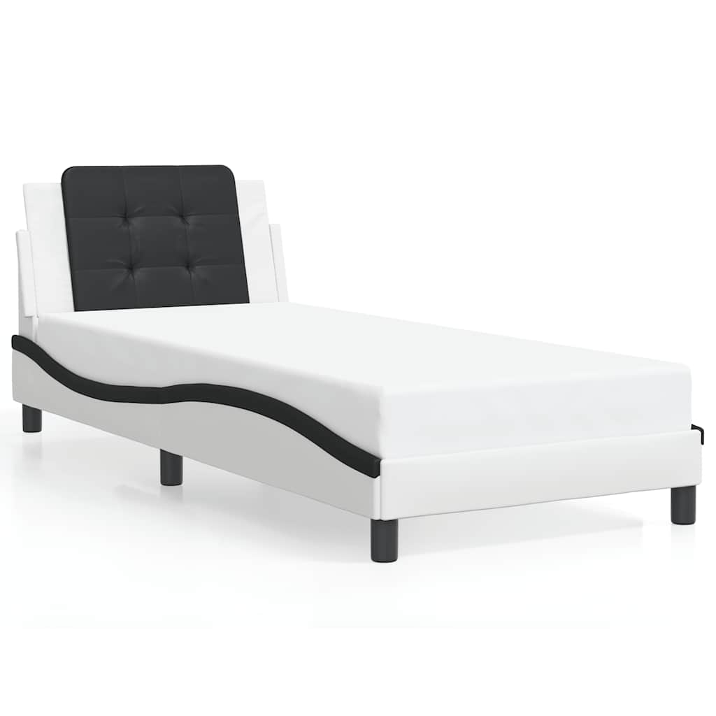 sengeramme uden madras Zadar 90x200 cm kunstlæder hvid og sort