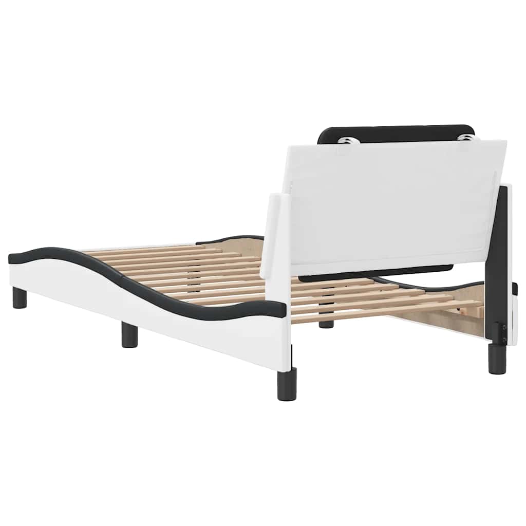 sengeramme uden madras Zadar 90x200 cm kunstlæder hvid og sort