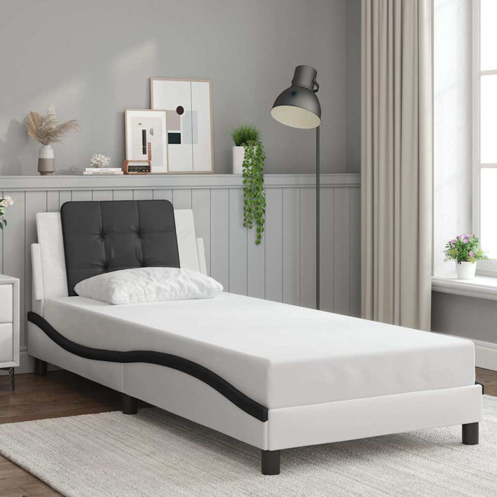 sengeramme uden madras Zadar 90x200 cm kunstlæder hvid og sort