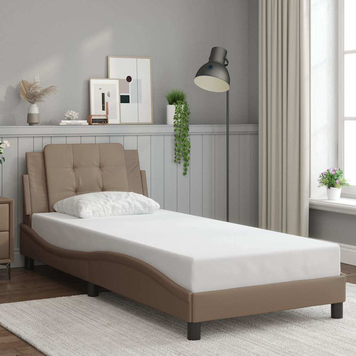 sengeramme uden madras Zadar 100x200 cm kunstlæder cappuccinofarvet