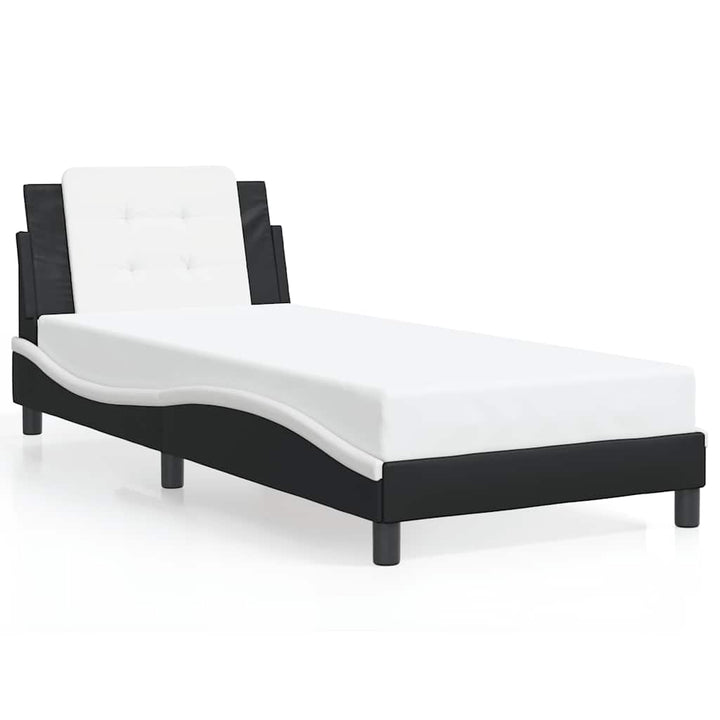 sengeramme uden madras Zadar 100x200 cm kunstlæder sort og hvid