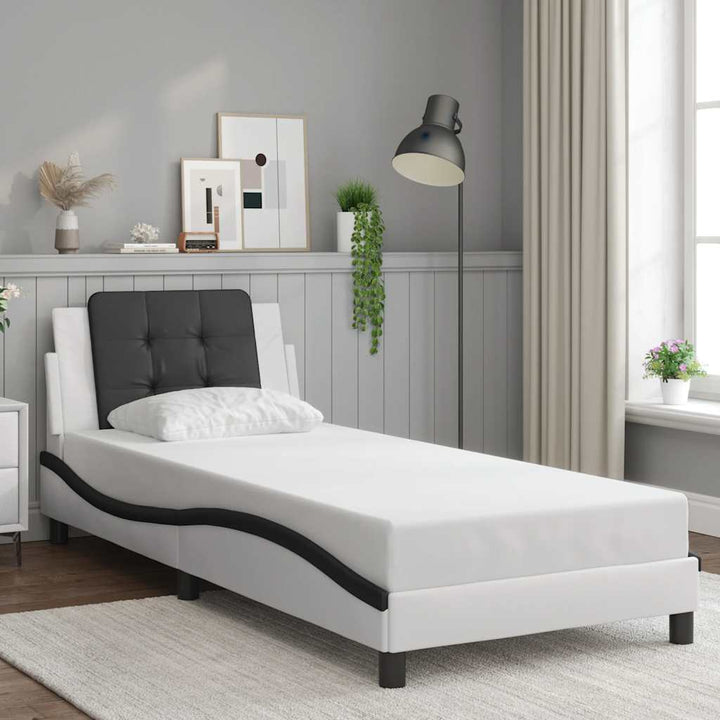 sengeramme uden madras Zadar 100x200 cm kunstlæder sort og hvid