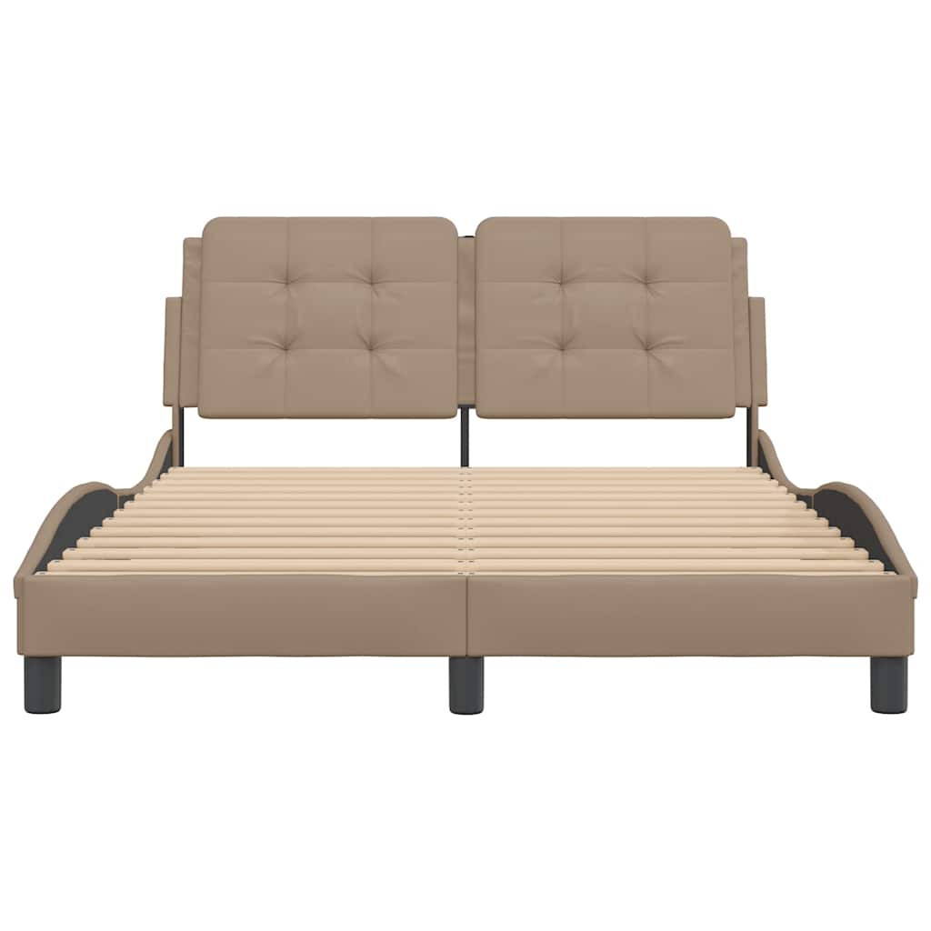 sengeramme uden madras Zadar 140x190 cm kunstlæder cappuccinofarvet