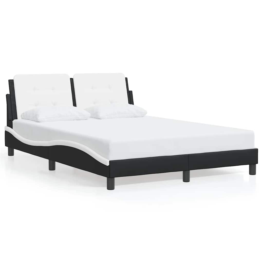 sengeramme uden madras Zadar 140x190 cm kunstlæder sort og hvid