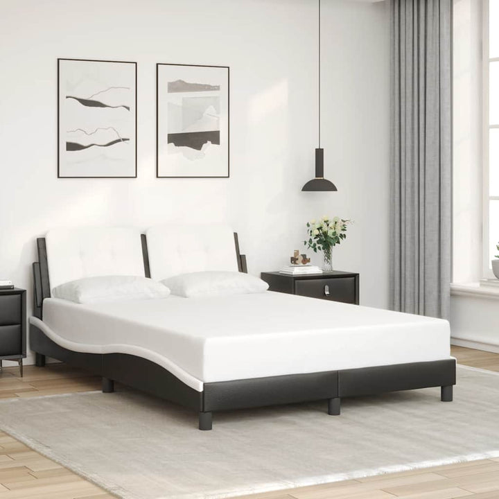 sengeramme uden madras Zadar 140x190 cm kunstlæder sort og hvid