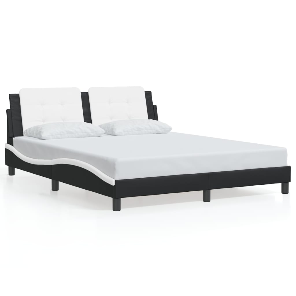 sengeramme uden madras Zadar 160x200 cm kunstlæder sort og hvid