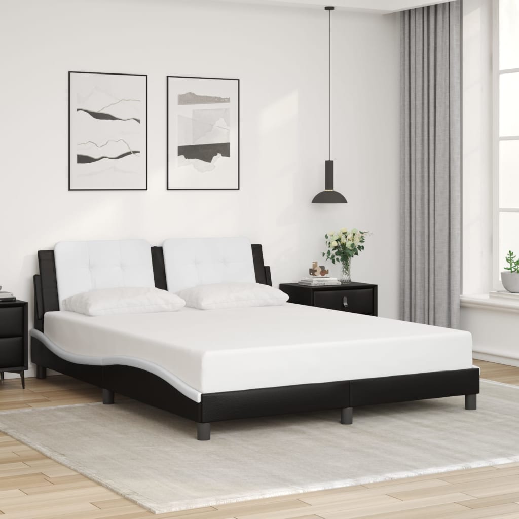 sengeramme uden madras Zadar 160x200 cm kunstlæder sort og hvid