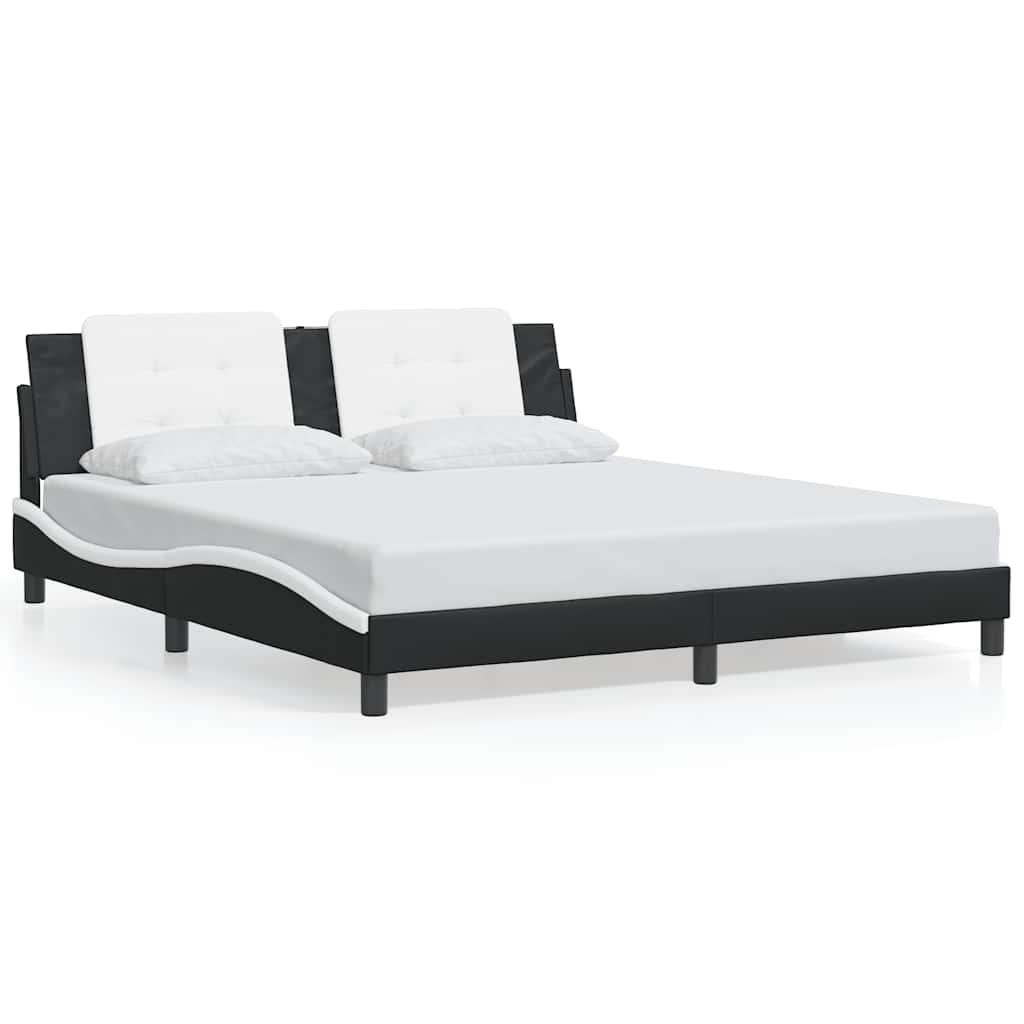 sengeramme uden madras Zadar 180x200 cm kunstlæder sort og hvid