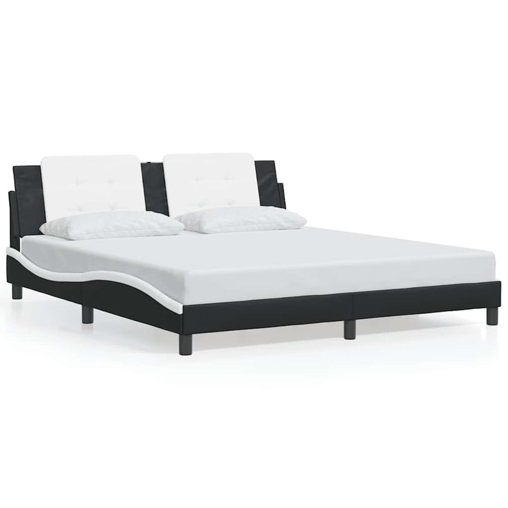 sengeramme uden madras Zadar 180x200 cm kunstlæder sort og hvid