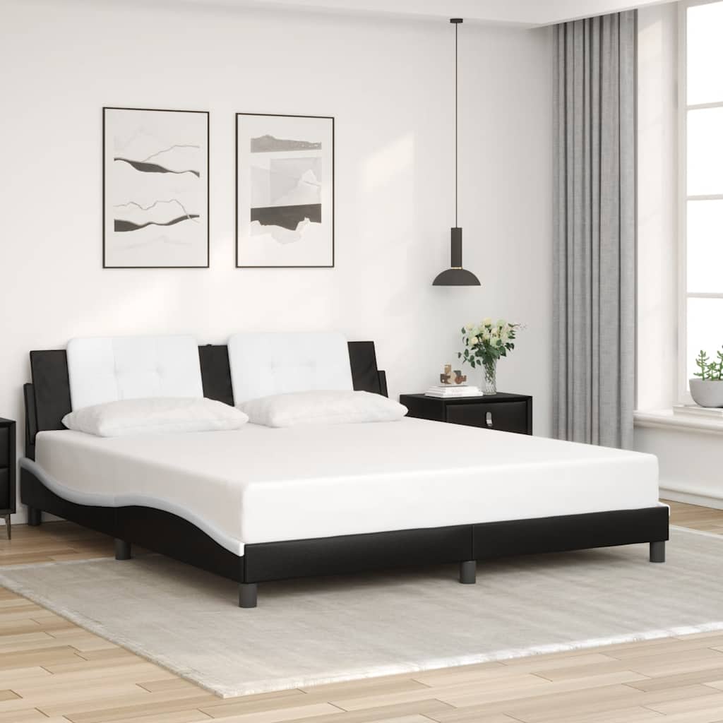 sengeramme uden madras Zadar 180x200 cm kunstlæder sort og hvid