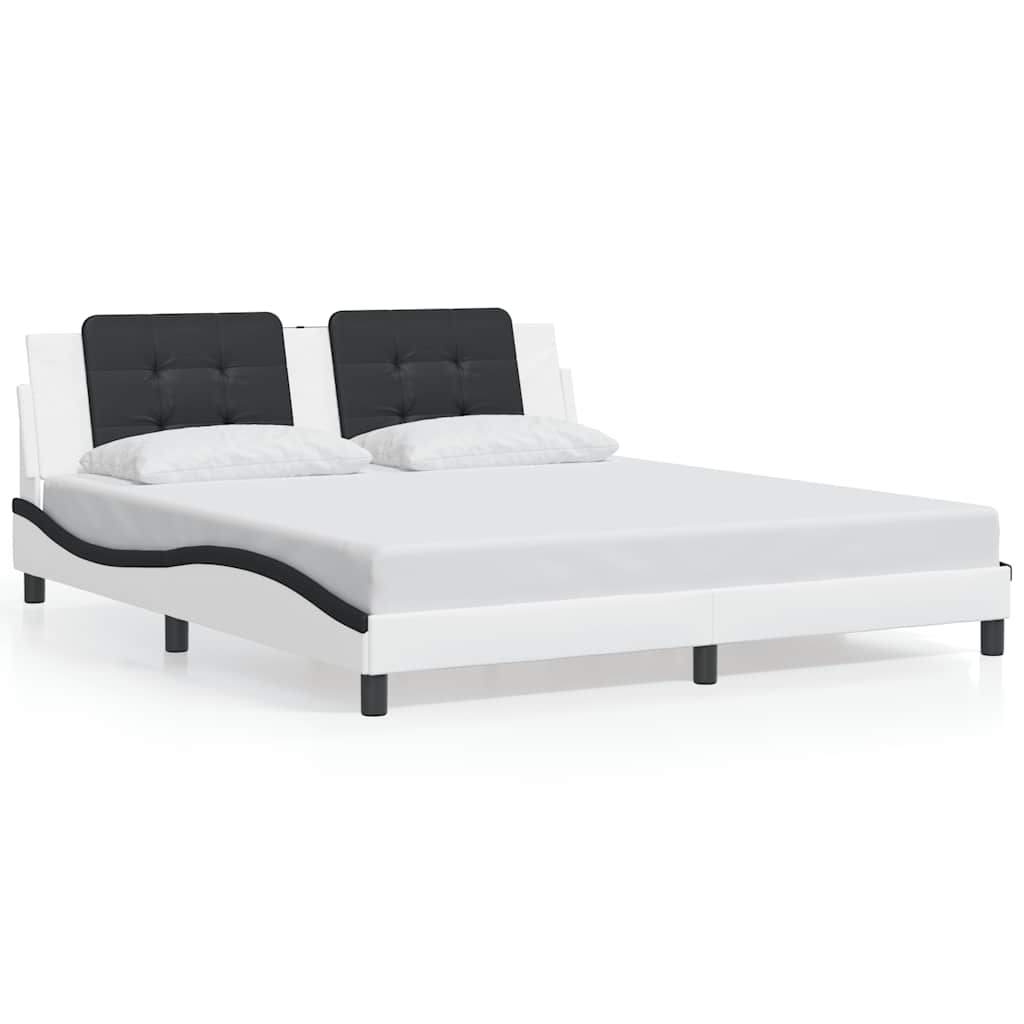 sengeramme uden madras Zadar 180x200 cm kunstlæder hvid og sort