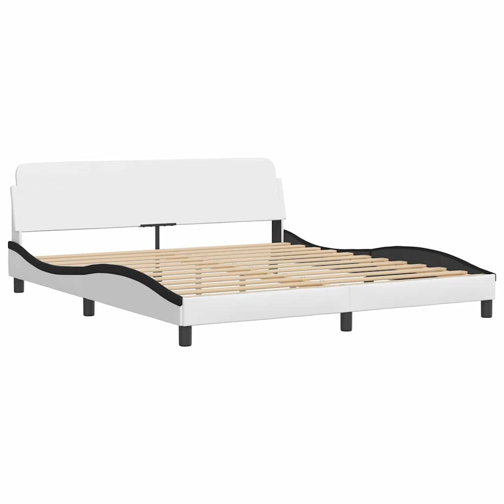 sengeramme uden madras Zadar 180x200 cm kunstlæder hvid og sort