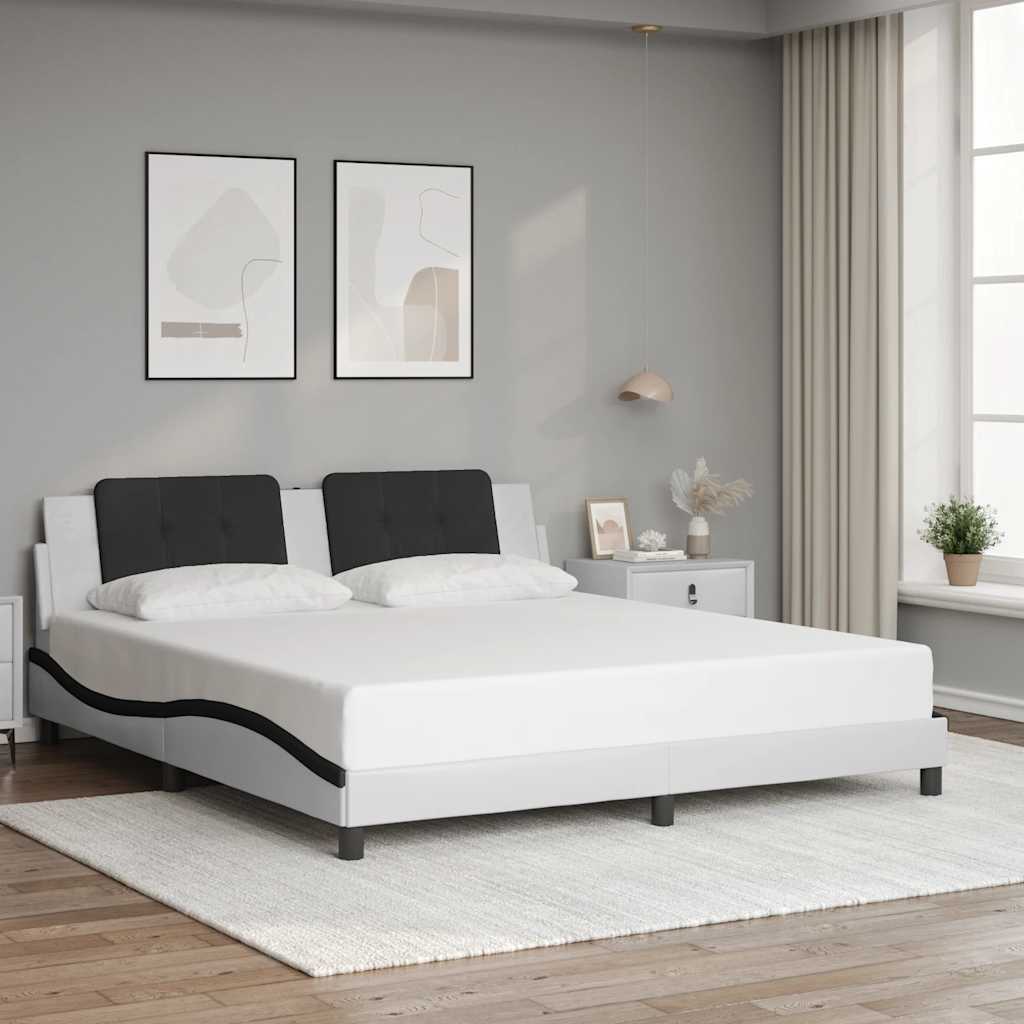 sengeramme uden madras Zadar 180x200 cm kunstlæder hvid og sort
