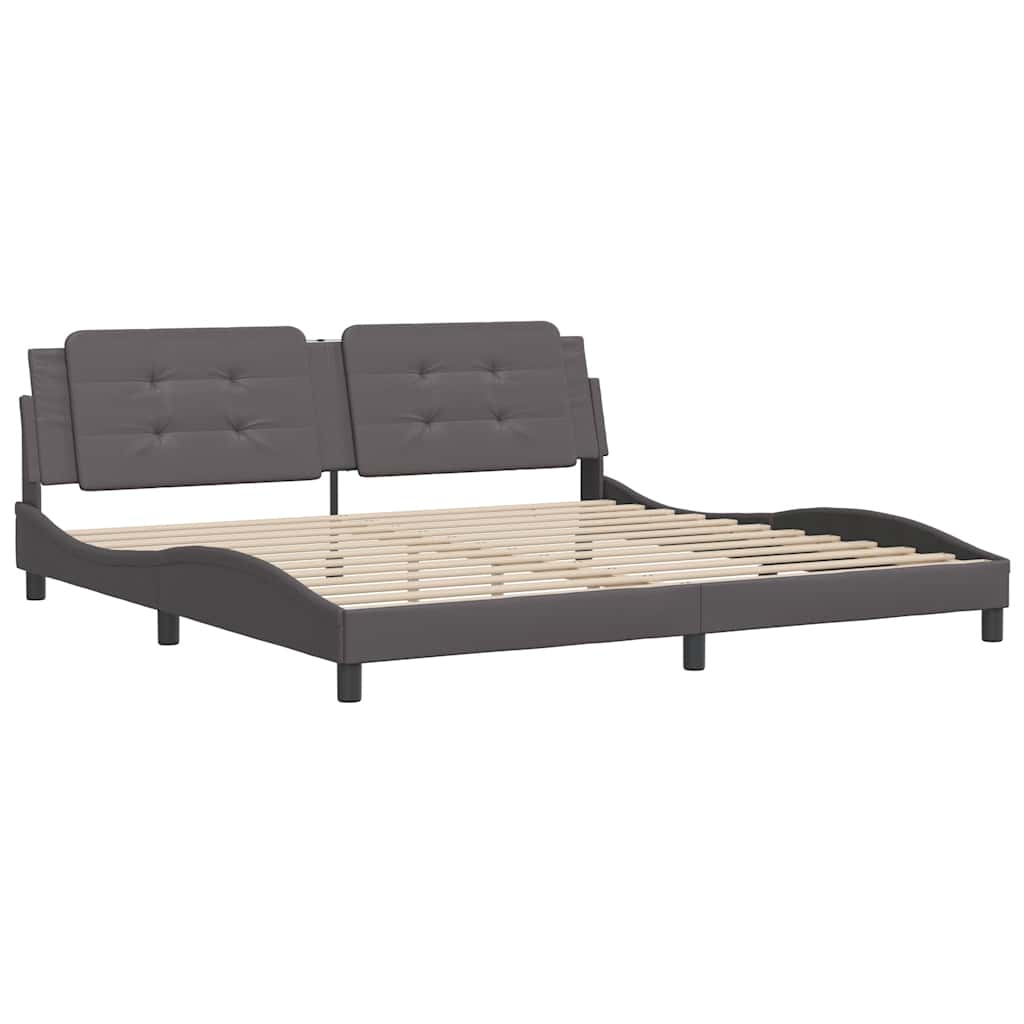 sengeramme uden madras Zadar 200x200 cm kunstlæder grå