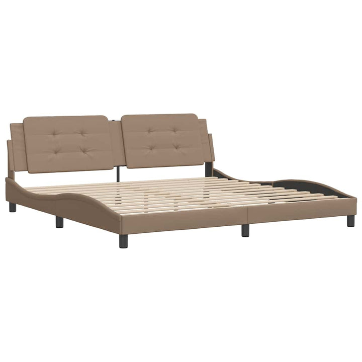 sengeramme uden madras Zadar 200x200 cm kunstlæder cappuccinofarvet