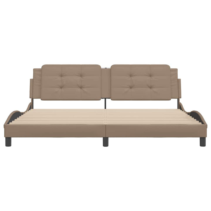 sengeramme uden madras Zadar 200x200 cm kunstlæder cappuccinofarvet