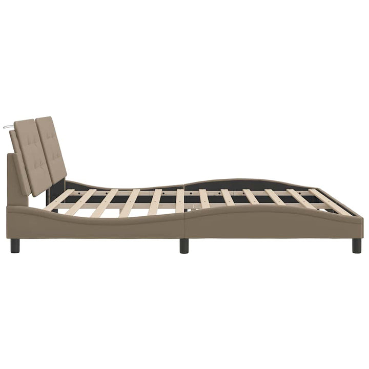 sengeramme uden madras Zadar 200x200 cm kunstlæder cappuccinofarvet
