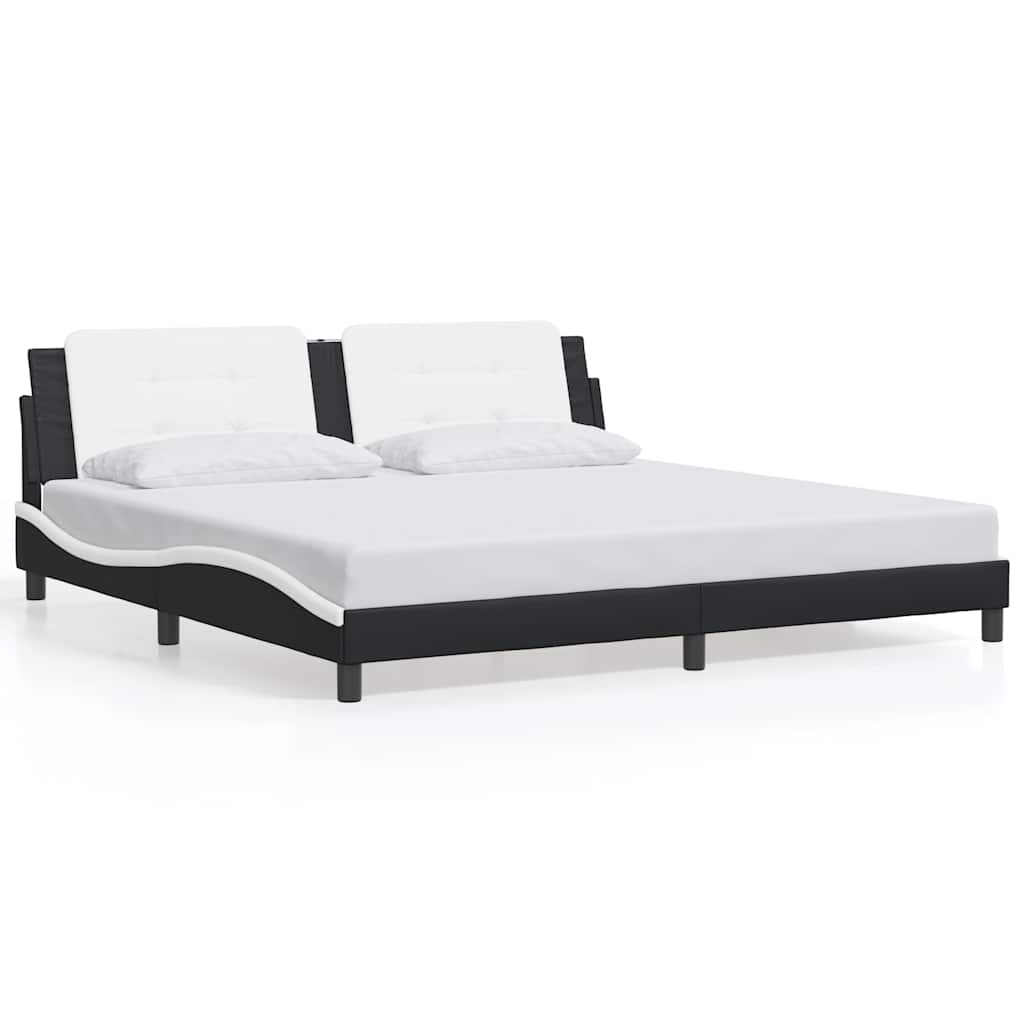 sengeramme uden madras Zadar 200x200 cm kunstlæder sort og hvid