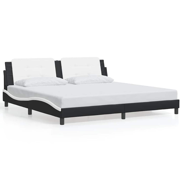 sengeramme uden madras Zadar 200x200 cm kunstlæder sort og hvid
