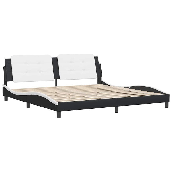 sengeramme uden madras Zadar 200x200 cm kunstlæder sort og hvid