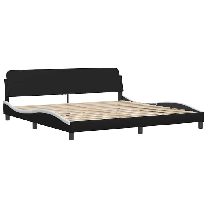 sengeramme uden madras Zadar 200x200 cm kunstlæder sort og hvid