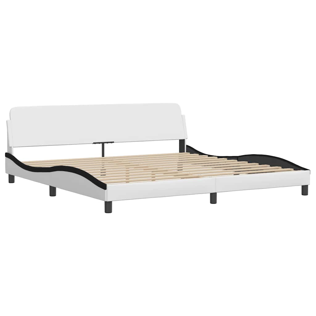 sengeramme uden madras Zadar 200x200 cm kunstlæder hvid og sort