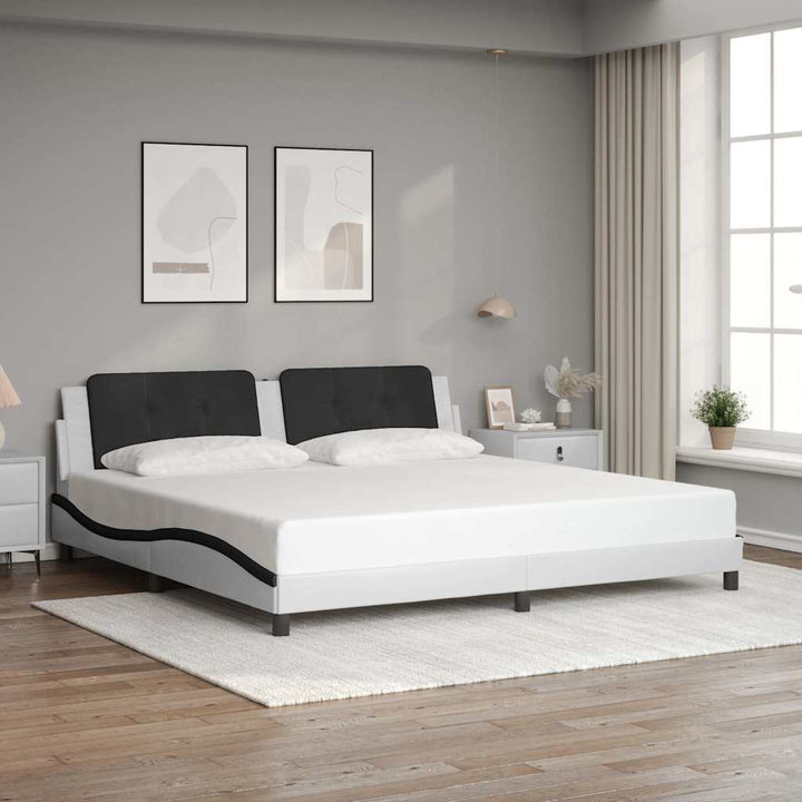 sengeramme uden madras Zadar 200x200 cm kunstlæder hvid og sort