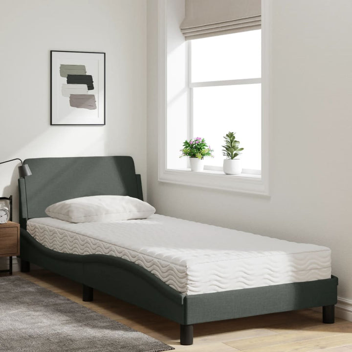 seng med madras Dover 80x200 cm stof mørkegrå