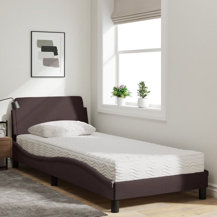 seng med madras Dover 80x200 cm stof mørkebrun
