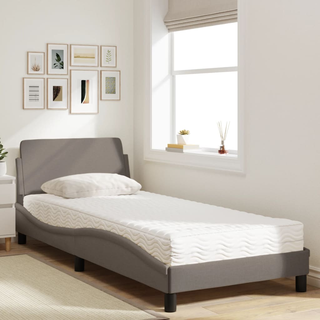 seng med madras Dover 80x200 cm stof gråbrun
