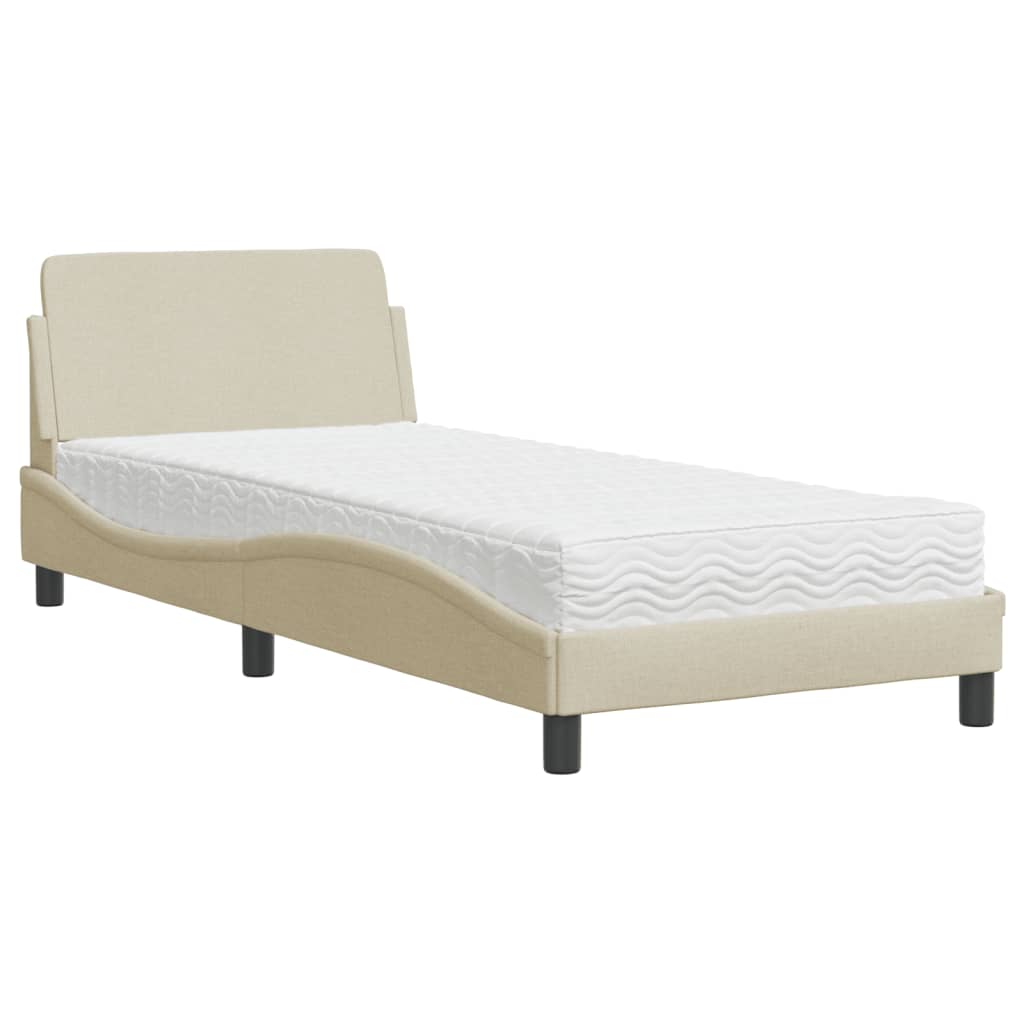 seng med madras Dover 80x200 cm stof cremefarvet